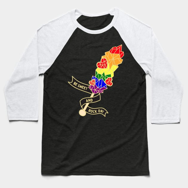 Rock Candy - Gay Pride Baseball T-Shirt by Razumi Yazura